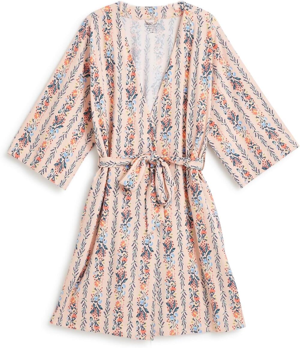 VERA BRADLEY NWT Floral Robe Cotton Knit Stretch Cottagecore Bath Robe S/M